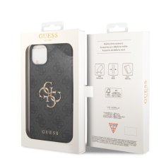 Guess  PU 4G Metal Logo Zadní Kryt pro iPhone 15 Grey