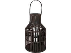 Lampa dřevo 255x255x420mm se závěsem na svíčku, tm. hnědá