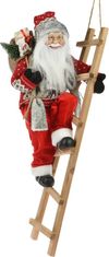 Dekorstyle Vánoční figurka Santa Clause na žebříku Mikolaj 65 cm červená