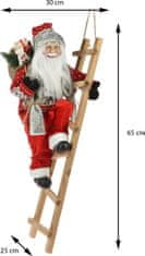 Dekorstyle Vánoční figurka Santa Clause na žebříku Mikolaj 65 cm červená