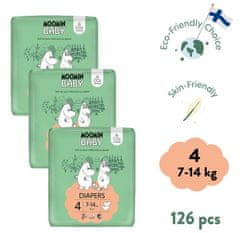 Moomin Baby měsíční balení eko plen 4 Maxi 7–14 kg, 126 ks