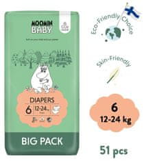 Moomin Baby eko pleny 6 Maxi 12-24 kg, 51 ks