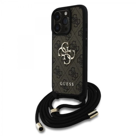 Guess Zadní kryt PU 4G Metal Logo Crossbody Popruh pro iPhone 16 Pro Max Brown