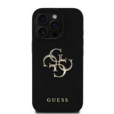 Guess Zadní kryt PU Grained 4G Metal Logo pro iPhone 15 Pro Max Black