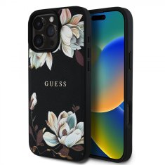 Guess Zadní kryt PU Grained Magnolia MagSafe pro iPhone 16 Pro Black