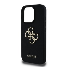 Guess Zadní kryt PU Grained 4G Metal Logo pro iPhone 15 Pro Max Black