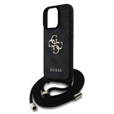 Guess Zadní kryt PU 4G Metal Logo Crossbody Popruh pro iPhone 16 Pro Max Black