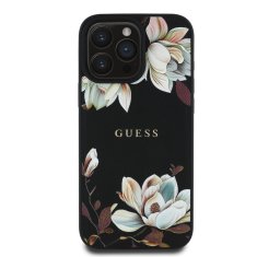 Guess Zadní kryt PU Grained Magnolia MagSafe pro iPhone 16 Pro Black