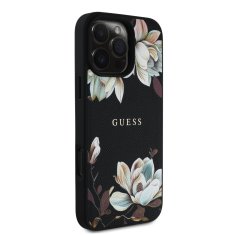 Guess Zadní kryt PU Grained Magnolia MagSafe pro iPhone 16 Pro Black