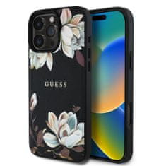 Guess Zadní kryt PU Grained Magnolia MagSafe pro iPhone 16 Pro Max Black