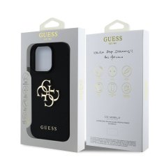 Guess Zadní kryt PU Grained 4G Metal Logo pro iPhone 15 Pro Max Black