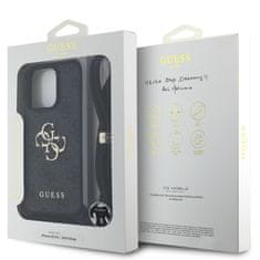 Guess Zadní kryt PU 4G Metal Logo Crossbody Popruh pro iPhone 16 Pro Black