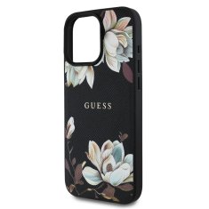 Guess Zadní kryt PU Grained Magnolia MagSafe pro iPhone 16 Pro Black