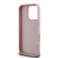 Guess Zadní kryt PU Grained 4G Metal Logo pro iPhone 16 Pro Pink