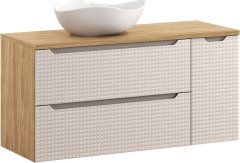 COMAD Závěsná skříňka Luxor Beige s deskou a umyvadlem 120 cm béžová/dub olejovaný