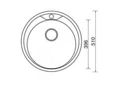 Sinks Round 510 V 0,6mm matný nerezový kuchyňský dřez
