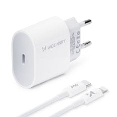 WOZINSKY nabíječka PD 20W 1xUSB-C + kabel lightning White