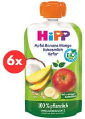 HiPP BIO 100% rostlinné Jablko-Banán-Mango-Kokos-Oves 6 x 100 g