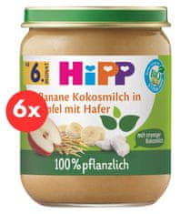 HiPP BIO 100% rostlinné Jablko – Banán - Kokos - Oves 6 x 160 g