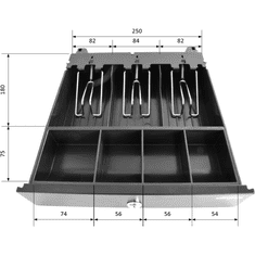 Virtuos Pokladní zásuvka mikro EK-300C - s kabelem, pořadač 3/4, 9-24V, černá