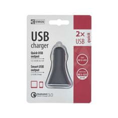 Emos USB adaptér QUICK do auta 3A (28,5W) max. Nabíječka 1704021300 - neoriginální