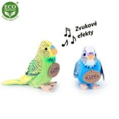 Rappa Plyšová andulka se zvukem 11 cm 2 druhy ECO-FRIENDLY papoušek zelená