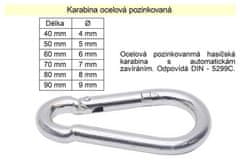 HADEX Karabina 40mm x 4mm pozinkovaná