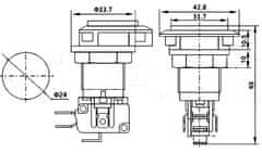 HADEX Tlačítko PBS-33, ON-(ON) 1p.250V/10A žluté, prosvětlené