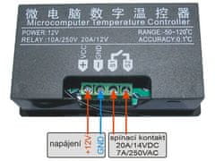 HADEX Digitální termostat W3230, -55 až 120°C, napájení 12VDC