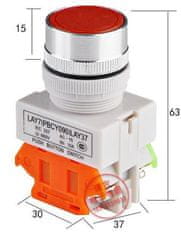 HADEX Tlačítko LAY7 OFF-(ON)/ON-(OFF) 1.pólové 250V/6A červené