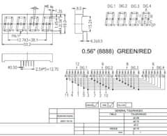 HADEX Displej LED SH5461AS 8.8.8.8. červený, společné katody, (19x13mm)