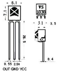 HADEX HX1838 - infrapřijímač s tvarovačem /VS1838/