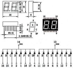 HADEX Displej LED 5261AS 8.8. červený, společná katoda, (19x13mm)