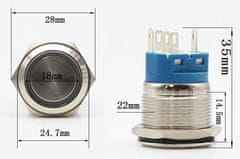 HADEX Tlačítko OFF-(ON) 22mm 250V/5A, zelené prosvětlení 12-24V