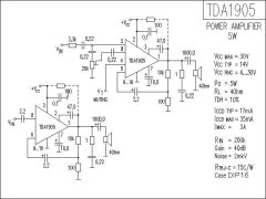 HADEX TDA1905 - nf zesilovač 5,3W, DIP16