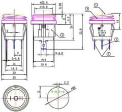 HADEX Vypínač kolébkový KCD1-5-103W, ON-OFF-ON 1pol.250V/6A černý, vodotěsný