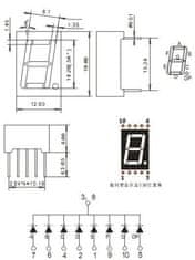 HADEX Displej LED 5161AS 8. červený, společná katoda, (19x13mm)