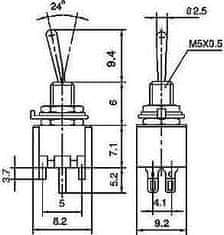 HADEX Přepínač páčkový SMTS-202-2A1, ON-ON, 2pol. 250V/1,5A