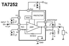 HADEX TA7252AP - nf zesilovač 5,9W/4ohm, Ucc=13V, SIP7