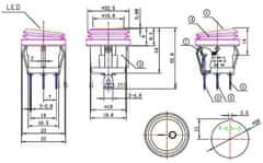 HADEX Vypínač kolébkový KCD1-5-101NW, OFF-ON 1pol.250V/6A oranžový vodotěsný