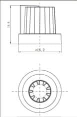 HADEX Přístrojový knoflík 15x17mm, hřídel 6mm černo-bílý