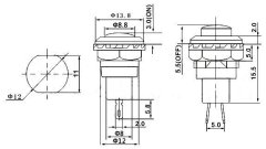 HADEX Tlačítko OFF-(ON) R13-502 230V/1A do otvoru 12mm červené