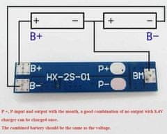 HADEX Ochranný obvod a balancér pro 2 Li-Ion články 18650, proud do 5A