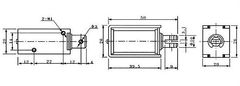 HADEX Elektromagnet tažný JF-1039B 24VDC, síla 25N, zdvih 10mm