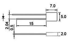 HADEX LED 2x5x7mm červená difuzní