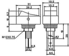 HADEX Vypínač kolébkový ASW-20D-2, ON-OFF 1pol.12V/20A žlutý, prosvětlený