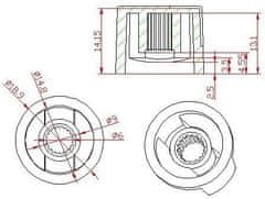 HADEX Přístrojový knoflík KN19 19x14,5mm, hřídel 6mm, černý