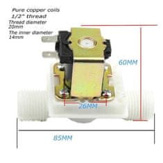 HADEX Elektromagnetický ventil 12V na vodu plastový, příruby G1/2”, NC