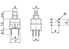 HADEX Přepínač stiskací ON-ON 2pol.30V/0,5A TURBO SWITCH 7x7x7,2mm