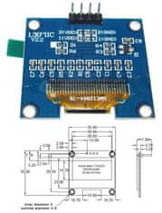 HADEX Displej OLED 1,3”, 128x64 znaky, IIC/I2C, 4piny, modrý